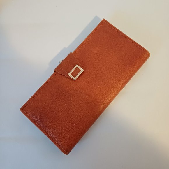 Vintage 1980s Genuine Leather Double Kiss Lock Brown Wallet Purse Made in Canada - Picture 11 of 11